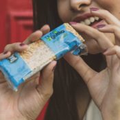 girl with a Sesame bar